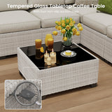 olimix 8 Piece Outdoor Patio Furniture Set, Outdoor Sectional Furniture, Rattan & Wicker Modern Modular Conversation Set Sofa Couch W/Water Resistant Washable Thick Cushions and Coffee Table, Beige olimix