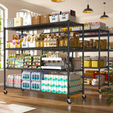 REIBII 60''W Storage Shelves 2399LBS Metal Shelving Unit with Wheels & Feet, 4 Tier Garage Shelving Heavy Duty Adjustable Wire Shelf for Pantry Kitchen Garage, 60" W x 18" D x 65.5" H, 2 Pack REIBII