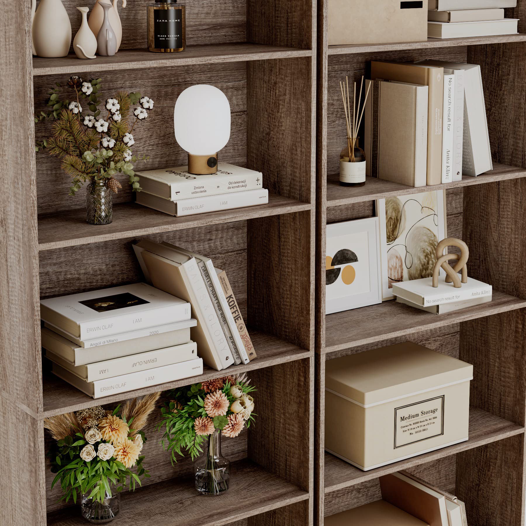 FOTOSOK 6-Tier Oak Open Bookcase – Stylish Freestanding Storage for Living Room, Bedroom & Office - WoodArtSupply