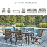 Signature Design by Ashley Rainier Ranch Contemporary Rust Resistant Aluminum High Back Outdoor Arm Chair with Loose Seat Cushion, Set of 2, Light Brown & Beige Signature Design by Ashley