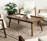 Kate and Laurel Eastmont Rectangle Wood Coffee Table; 46 x 22 x 17; Walnut Brown; Large Mid-Century Wooden Living Room Table with Stylish Tapered Legs and Adjustable Feet Kate and Laurel