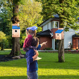 Dreyoo 2 Pack Cedar Bluebird Box Houses for Outside, 1-1/2'' Entrance Hole Wooden Bird Houses with Metal Guard, Secure Latch, Fledgling Grooves, Air Vents for Bluebird Wren Swallow Dreyoo