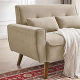 Jarenie 48.8" Small Loveseat Sofa, Mid Century Modern Love Seat Couch with Back Cushions and Wood Legs, 2 Seater Couches for Living Room, Bedroom, Small Spaces, Beige Jarenie