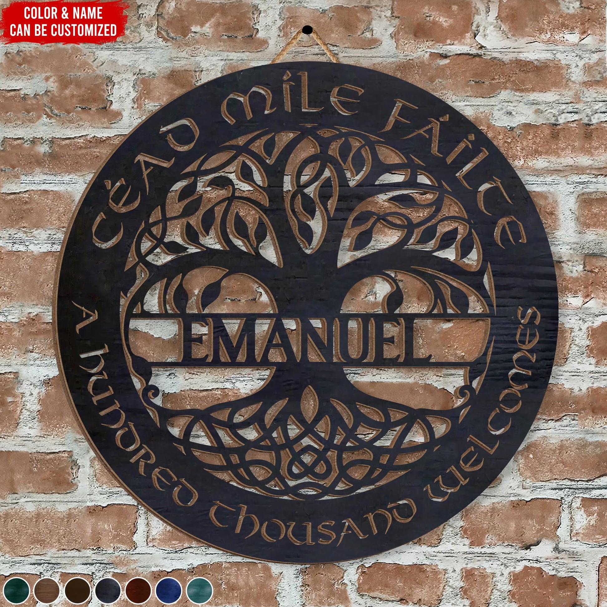 CustomizeAF Personalized Wooden Sign, Celtic Art Wall Decor Cead Mile Failte, Tree Of Life - Personalized Wooden Hanging Home Decor Sign, Tree of Life Wooden Wall Art Decor (DS753) - WoodArtSupply