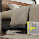 Catrimown Rustic Industrial Full Size Metal Bed Frame with LED Headboard and Footboard - Heavy Duty Design with Under Bed Storage Catrimown