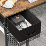 SUPERJARE L Shaped Gaming Desk with LED Lights & Power Outlets, Reversible Computer Desk with Shelves & Drawer, Corner Desk Home Office Desk, Rustic Brown, 7035ZC SUPERJARE