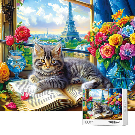 Jigsaw Puzzles 1000 Pieces - WISHDIAM Puzzles for Adults - Cats Kitten Pets Animal Lovers Impossible Hard Difficult Challenging Puzzles for Home Decor Birthday Party Gifts Toy (Shadow of Paris) WISHDIAM