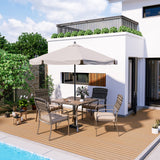 Pamapic Outdoor 5-Piece Patio Dining Set, Weather Resistant PE Rattan Table and Chairs, Comfortable Cushions, Easy Maintenance, 5 PCS, Beige Pamapic