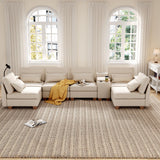 Modular Sectional Sofa, Sectional Couches for Living Room, L/U Shaped Sofa with Storage and Phone Holder, Modular Couch with Multi-Functional Console, USB Charging, Cup Holders (Beige, 6-seats) Pingliang Home