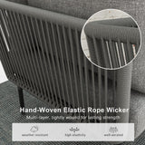 LayinSun 9 Pieces Aluminum Patio Furniture Set, Modern Modular Sectional Sofa with Fire Pit Table and Upgrade Thickness Cushion LayinSun