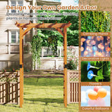 Moccha Flat-top Wooden Garden Arch - 7 FT Outdoor Arbor Trellis for Climbing Plants, Roses, Vines, Outside Pergola Planter, Garden Arbor for Lawn Backyard Wedding Ceremony Bridal Party LDAILY