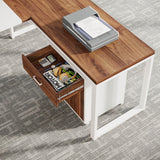 Tribesigns 70.8-Inch Executive Desk with Mobile File Cabinet, Large L Shaped Computer Desk with Storage Cabinet, L-Shaped Desk with Drawer Cabinet for Home Office, Walnut & White Tribesigns