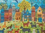 Cross & Glory - Colorful Canines: A Dog Park Day - 1000 Piece Folk Art Style Jigsaw Puzzle for Adults | Vibrant City Scene with Playful Pups | Perfect for Dog Lovers Cross & Glory