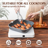 SENSARTE Nonstick Grill Pan for Stove Tops, Versatile Griddle with Pour Spouts, Square Big Cooking Surface, Durable Skillet Indoor & Outdoor Grilling. PFOA Free, 9.5 Inch SENSARTE