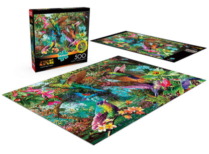 Buffalo Games - Hummingbird Garden - 500 Piece Jigsaw Puzzle with Hidden Images, Green