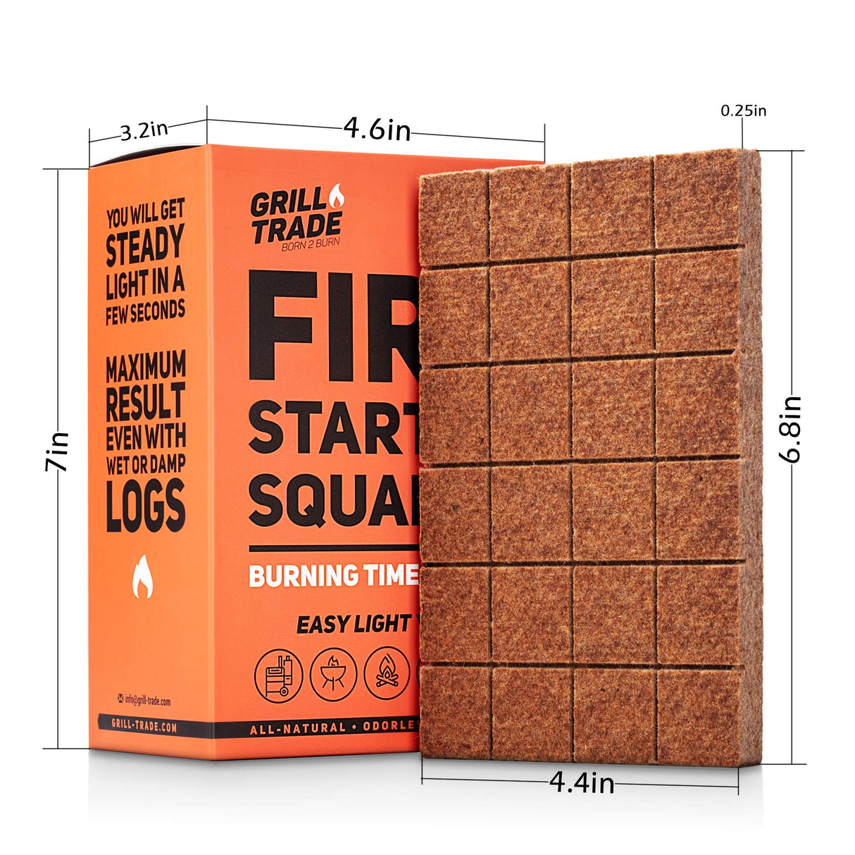 Grill Trade Fire Starter Squares 144, Easy Burn Your BBQ Grill, Camping Fire, Wood Stove, Smoker Pellets, Lump Charcoal, Fireplace - Fire Cubes are The Best Barbeque Accessories Grill Trade