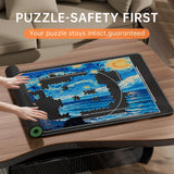 Lwoeo Jigsaw Puzzle Mat Roll Up, Black 48.4” x 30.7” Smooth Top Saver Pad Up to 2000 Pieces，Large Puzzle Matt Rollup with 6 Sorting Trays & 1 Storage Bag for Sorting Table, Board, Frame Puzzle Mats Lwoeo