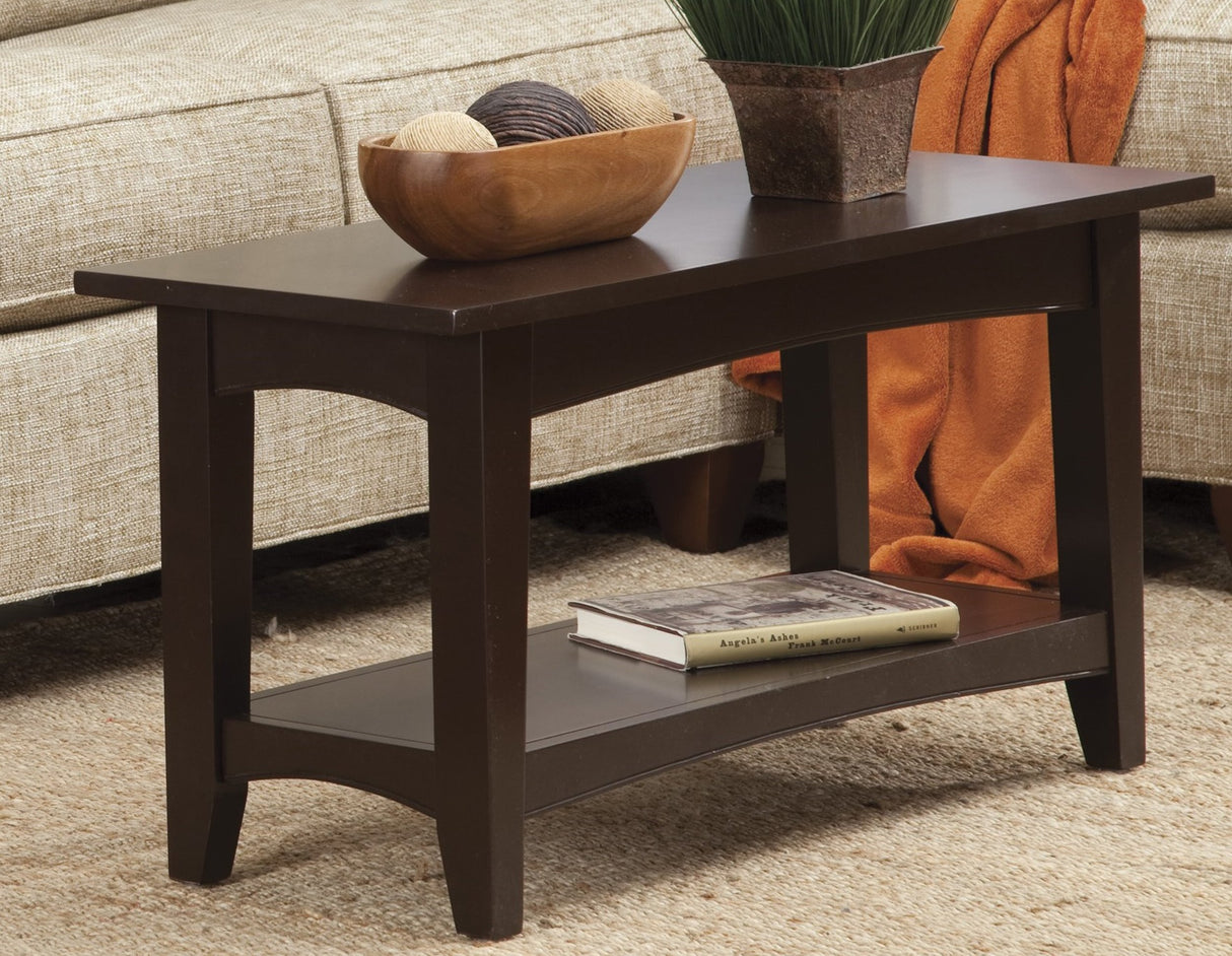 Alaterre Furniture Shaker Cottage Bench with Shelf, FURNITURE, Chocolate Alaterre Furniture