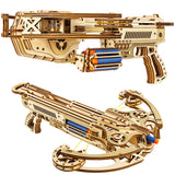 Wood Trick Bullet Boltcaster Crossbow 3D Wooden Puzzles for Adults and Kids to Build - Shoots up to 32 ft - Wooden Models Engineering DIY Project Mechanical 3D Puzzles Model Kits for Adults Wood Trick