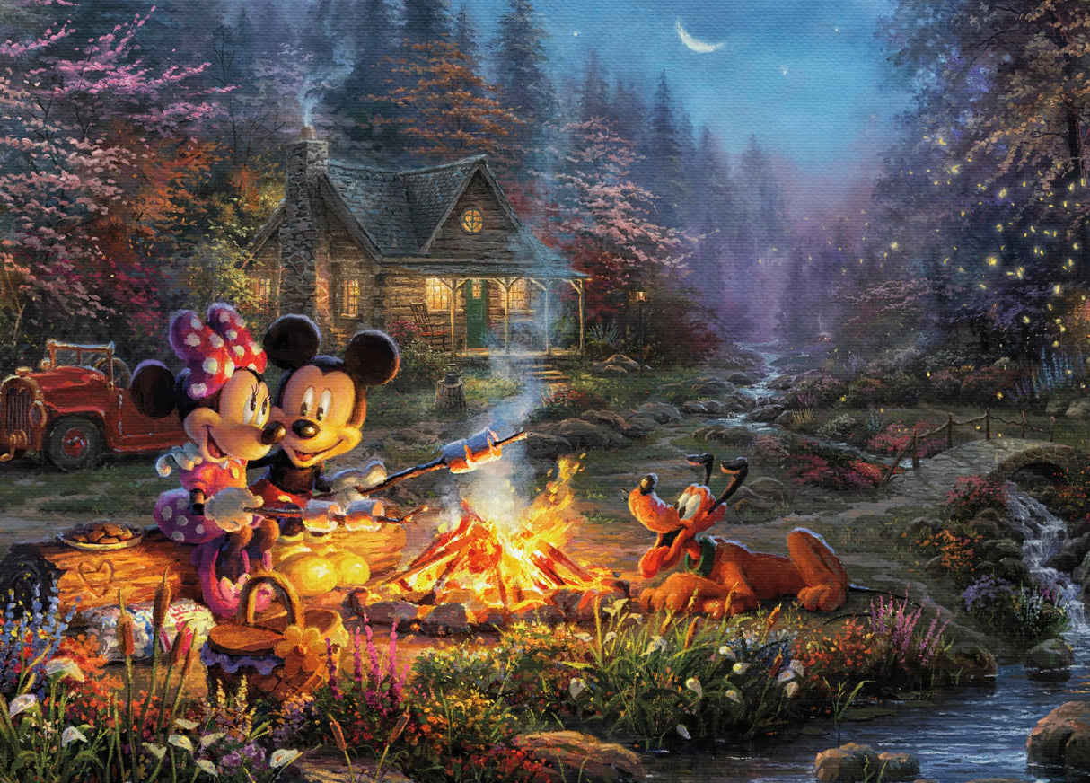 Ceaco - Disney - Thomas Kinkade - Mickey & Minnie Sweetheart Campfire - 1000 Piece Jigsaw Puzzle Ceaco