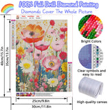 Pink Flowers Diamond Painting Kits for Adults, 5D Diamond Art Painting by Numbers Kits, DIY Pink Flowers Diamond Art Kits, Full Round Drill Diamond Paintings for Adults for Home Wall Decor, 12x16 in GUMITOON