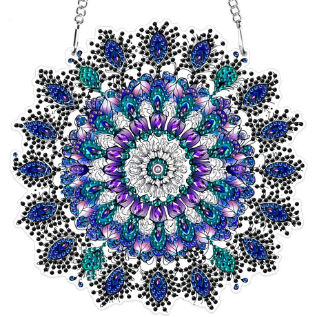 MXJSUA Special Shaped Hanging Diamond Painting Art Kits for Adults, Mandala Flower 3D Crystal Rhinestone Acrylic Gem Art Pendant Ornaments Kit for Home Decoration and Gift MXJSUA