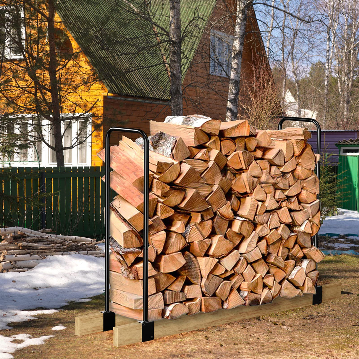 DOEWORKS Heavy Duty Firewood Racks Adjustable Length Log Bracket Rack Holder DOEWORKS