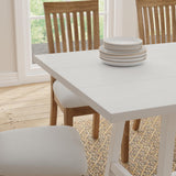 ComfIQ Harthwell 84-Inch Modern Farmhouse Dining Table in a Painted White Finish - Solid Wood with Ash Veneer, Seats 8, Easy Assembly, Rustic Wood Kitchen & Dining Room Table ComfIQ