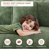 WorthFurni 146” Oversized Modular Sectional Sofa, U Shaped Cloud Couch Set, 4-Seater Comfy Chenille Couches with 2 Movable Ottomans, DIY Combination for Living Room (Green) WorthFurni