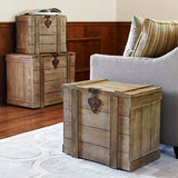 Household Essentials White Washed Rustic Decorative Wooden Trunk, Medium Household Essentials