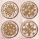 Yulejo 4 Pcs Thicken Rustic Wall Decor Farmhouse Wall Art Wooden Hollow Carved Design Decor Rustic Round Wall Art for Living Room Bedroom Hallway Decor Kitchen Wall (Light Brown,9.8 x 9.8 Inch) Yulejo