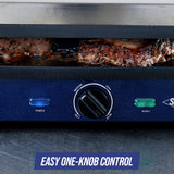 Blue Diamond Electric Contact Griddle, Healthy Ceramic Nonstick, PFAS & PFOA-Free, Open Flat Design, Metal Utensil Safe, Drip Tray, Dishwasher Safe Removable Plates, Adjustable Temperature, Blue Blue Diamond