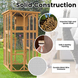 Decomax Catio Cat House Cage Enclosure, Outdoor/Indoor Wooden Cat Enclosures with Separate Cat Kennel, 5 Large Platforms and Waterproof Asphalt Roof for Patio, Backyard (Burlywood) Decomax