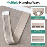 HOMEIDEAS 100% Linen Blackout French Door Curtains, Privacy Door Window Curtains, 26 X 68 Inch Room Darkening Blinds, Thermal Insulated Shades for Bedroom, 1 Panel, Natural HOMEIDEAS