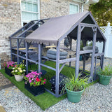 Endark Extra Large 110" Catio Outdoor Cat House Enclosure with Waterproof Cover, Multiple Platforms, Bridges, and Scratching Ramps for Safe and Fun Outdoor Exploration White Grey Endark