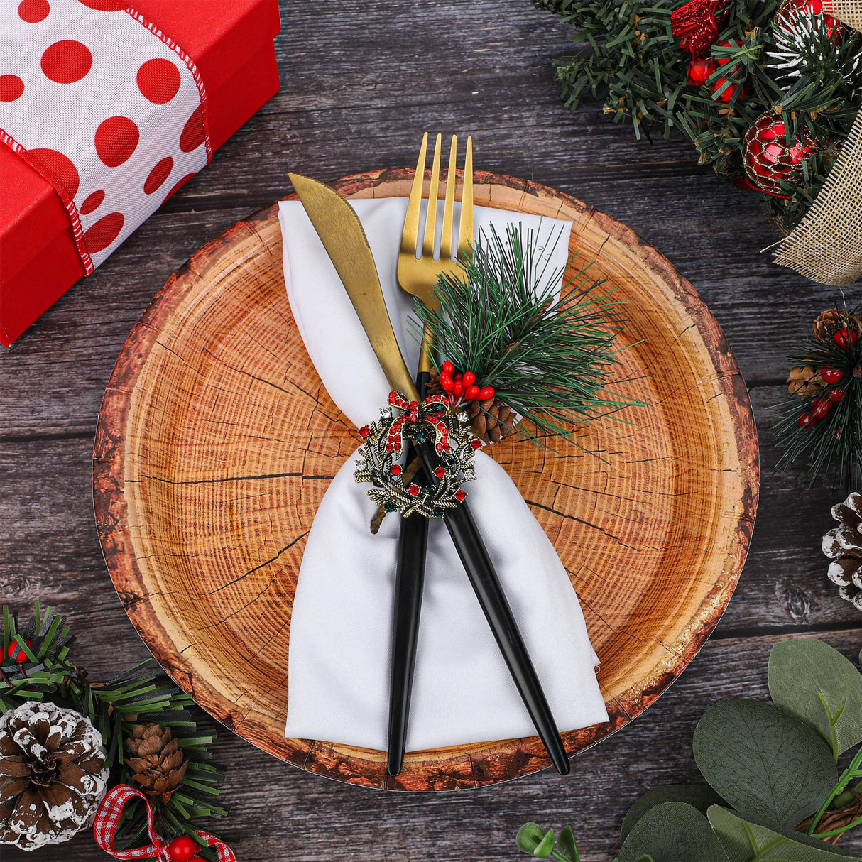 peony man 50 Count Wood Grain Paper Plates 9" Rustic Wood Slice Paper Plates Disposable Party Dinner Plates Farmhouse Round Paper Plate for Dining Table Decor Cut Timber Party Supplies peony man