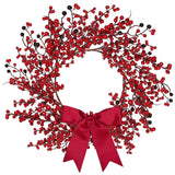 Sggvecsy 18 Inch Artificial Christmas Wreath Red Berry Wreath Handmade Winter Wreath with Bowknot Christmas Decoration for Front Door Home Indoor Outdoor Farmhouse Wall Window Xmas Holiday Sggvecsy