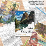 Kalysky Landscapes Adult Coloring Book Set of 3 – Complex Nature Landscapes & Iconic Architecture | Desert, Ocean Forests, Modern Wonders | Coloring Books for Adults Relaxation (8.25” x 11”) Kalysky