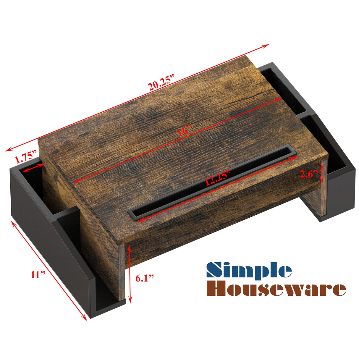 Simple Houseware Desk Monitor Stand Riser with Adjustable Organizer Tray, Rustic Brown Simple Houseware