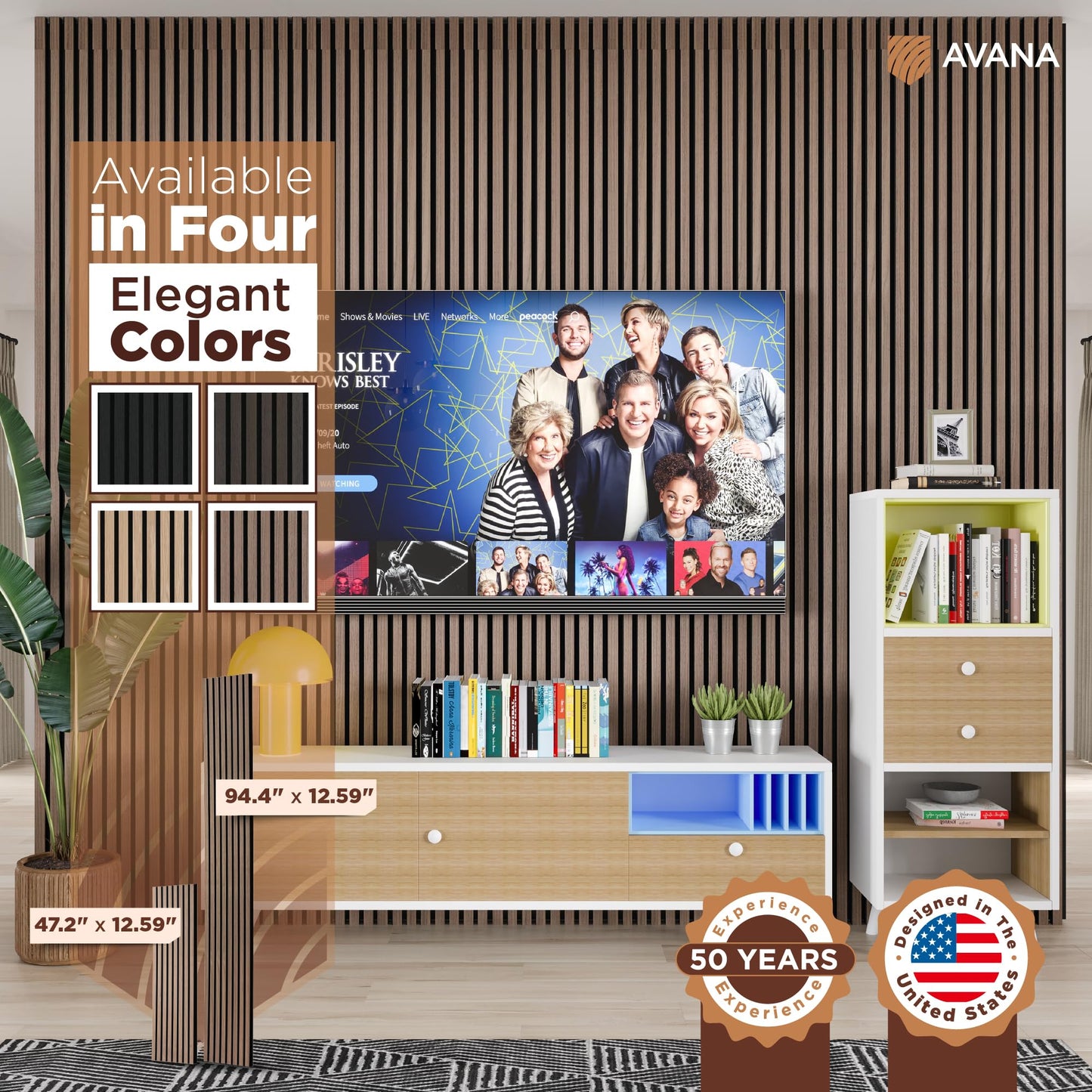 Avana Acoustic Wood Wall Panels – 94.4 X 12.6 Inch Walnut Acoustic Panels 2 PCs – Wall Panels For Interior Wall Decor For Homes, Offices, Studios – Sturdy And Durable Wood Panels For Wall - WoodArtSupply