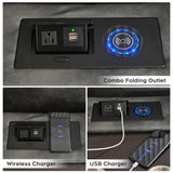 Power Recliner Sofa Set 5-Seater with Zero Gravity,Bass Speaker,Wireless Charger,USB/Type-C Ports,LED Lights,Cup Holders,Faux Leather Electric Reclining Loveseat Couch Recliner Sets,2 Piece,Gray Comfort Stretch