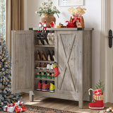 YITAHOME Shoe Cabinet with Doors, Farmhouse 5-Tier Shoe Storage Cabinet for Entryway, Large Capacity Wooden Shoes Rack Organizer for Entryway/Hallway/Closet, Old Oak YITAHOME