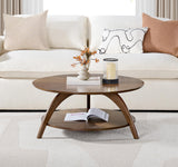 Martin Svensson Home LAX Retro Mid-Century Modern Round Wood Coffee Table with Lower Shelf, Cocktail Table for Living Room or Den. Walnut Brown. Martin Svensson Home