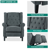 YITAHOME Wingback Push Back Recliner Chair, Modern Accent Arm Chair, Comfy Fabric Upholstered Tufted Accent Lounge Chair for Living Room/Bedroom/Office, Solid Wood Legs, Grey YITAHOME