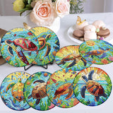 8 Pieces Diamond Art Painting Coasters Kit, Sea Turtle Diamond Art Coaster, DIY Diamonds Craft Kits for Adults and Beginners (Turtle Style) croshom