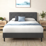 Zinus Full Shalini Upholstered Platform Bed Frame with Headboard [New WonderBox(TM) Version], Wooden Slat Support, No Box Spring Needed, Easy Assembly, Eco Friendly Packaging, Dark Grey Zinus