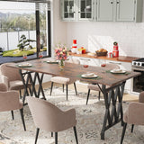 IDEALHOUSE Rectangular Dining Table, 70.9-Inch Long Dining Table for 6 People, Farmhouse Rustic Kitchen Table with Heavy Duty Metal Legs for Dining Room IDEALHOUSE