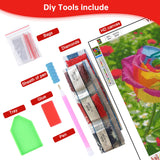 Yikenjoy Rose Diamond Art Kit for Adults – 5D Diamond Painting Kit for Beginner, Full Drill DIY Rainbow Rose Diamond Art, Relaxing & Fun Diamond Art Kits for Adults, Wall Decor 16 x 12 in Yikenjoy