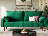 YITAHOME 67" Loveseat Sofa, Velvet Fabric Sofa Couch for Small Space, Modern Loveseat with Button Tufted Seat and Side Storage Pockect, 3 Seater Couch for Living Room Bedroom, 2 Pillow Included, Green YITAHOME