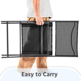 Yaheetech Patio Portable Dining Chairs Set of 4 with Metal Frame, Outdoor Metal Folding Chairs with Backrests for Camping, Lawn, Yard, Beach, Dark Gray Yaheetech